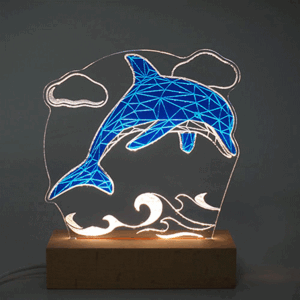제주감성 서귀포 돌고래  인테리어 LED 무드등 (블루/블랙)